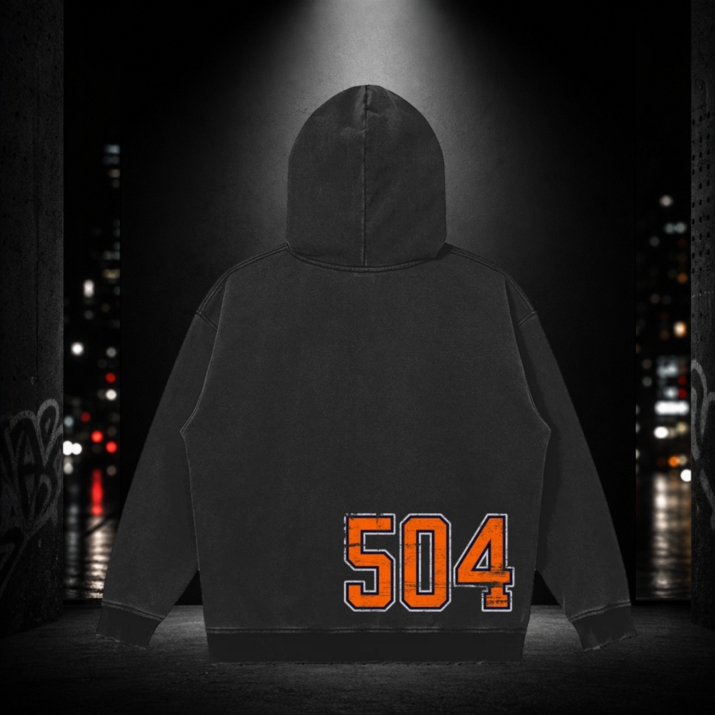 Snow Washed Snap Collar Hoodie — New Orleans Holly Grove 504