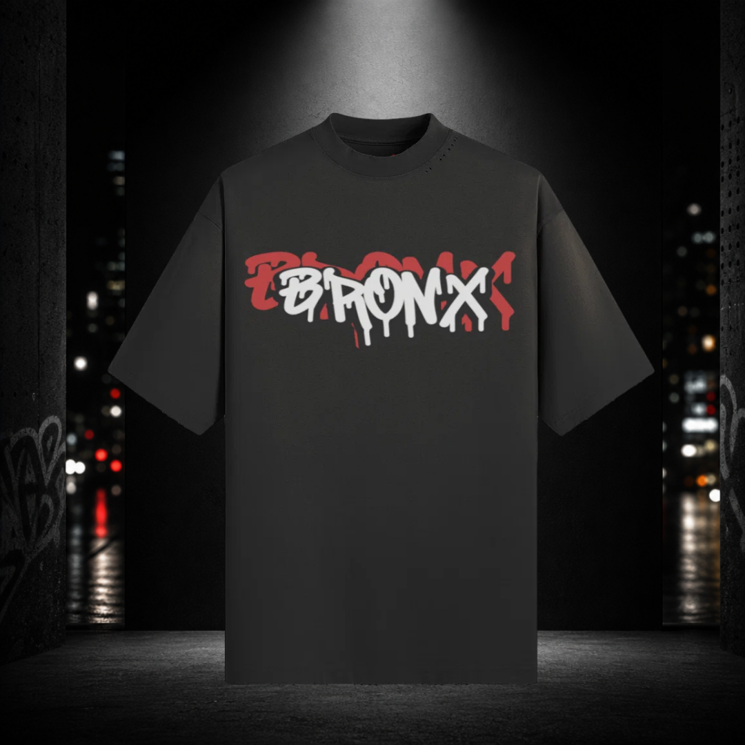 Sun‑Faded Distressed Tee — Bronx 718