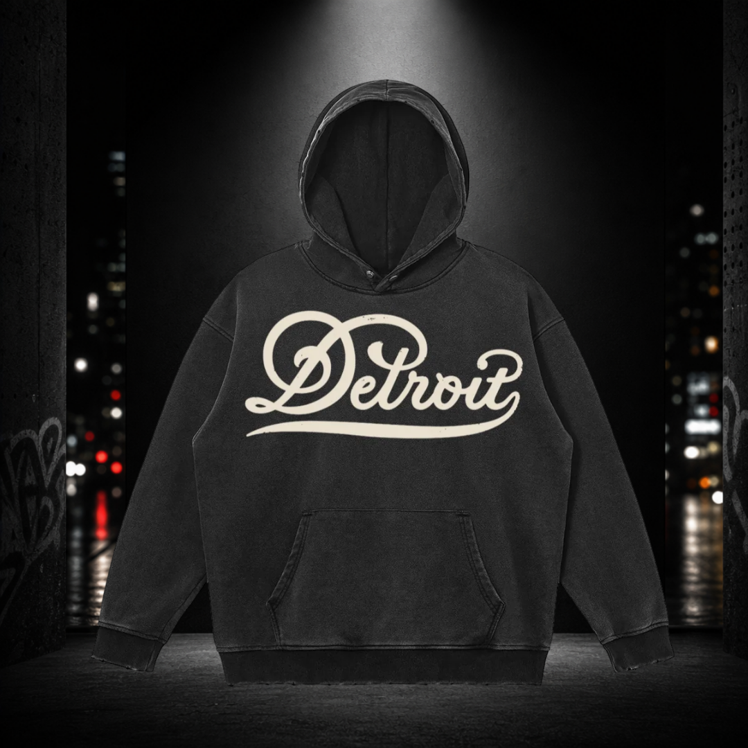 Snow Washed Snap Collar Hoodie – Detroit 313