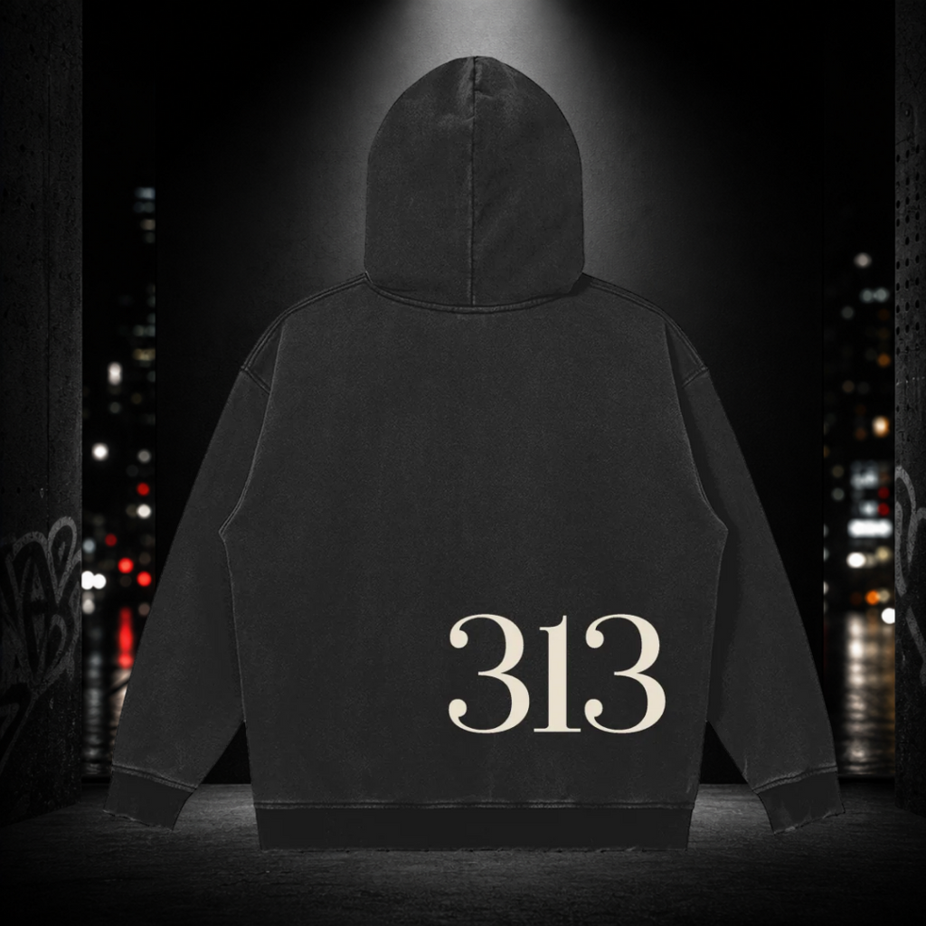 Snow Washed Snap Collar Hoodie – Detroit 313