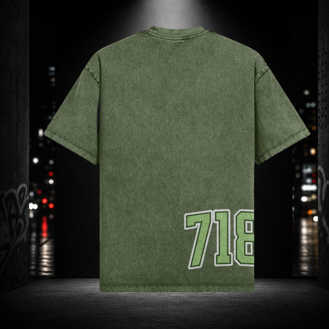 Oversized Snow Washed Tee — Flatbush 718