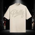 Sun‑Faded Distressed Tee — Philly 215