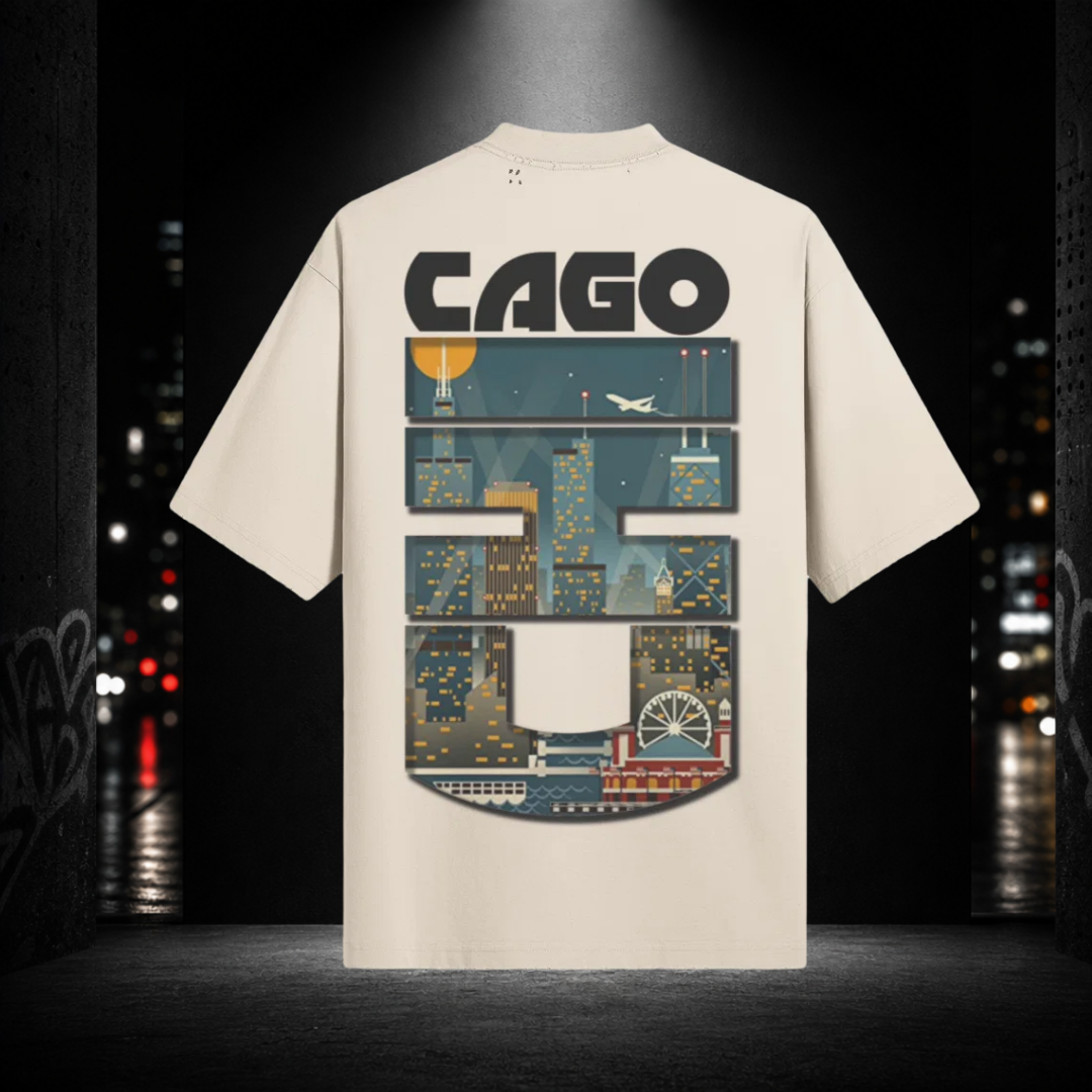 Sun‑Faded Distressed Tee — Chicago 312
