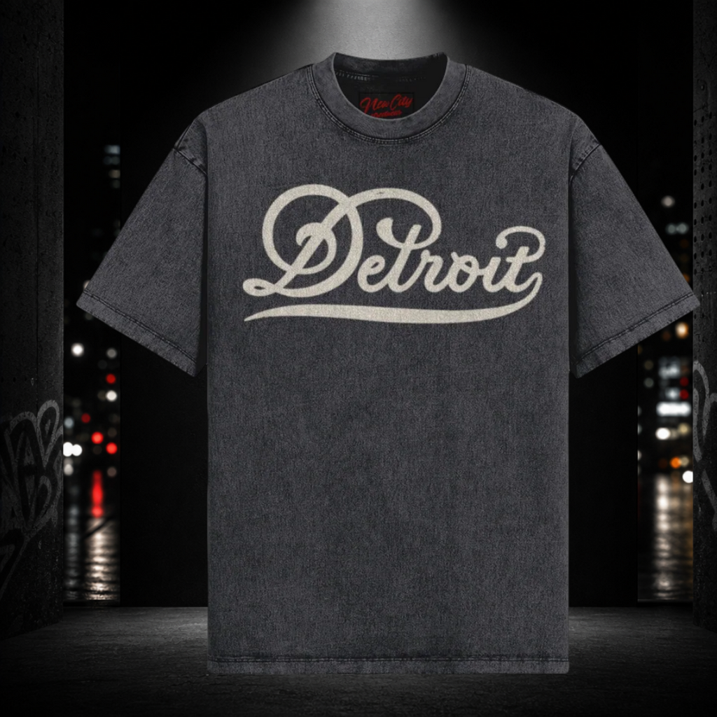 Oversized Snow Washed Tee — Detroit 313