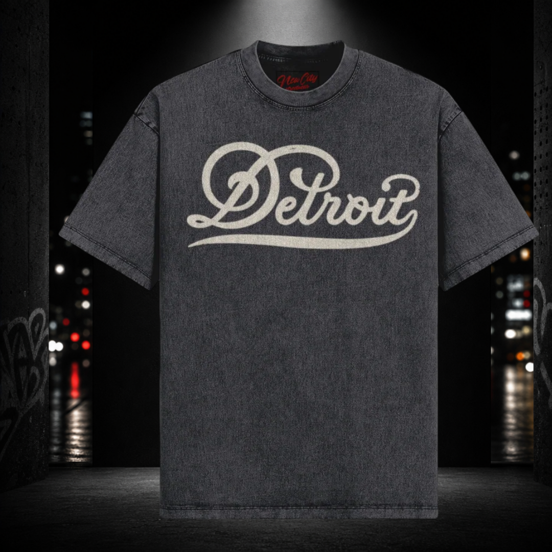 Oversized Snow Washed Tee — Detroit 313