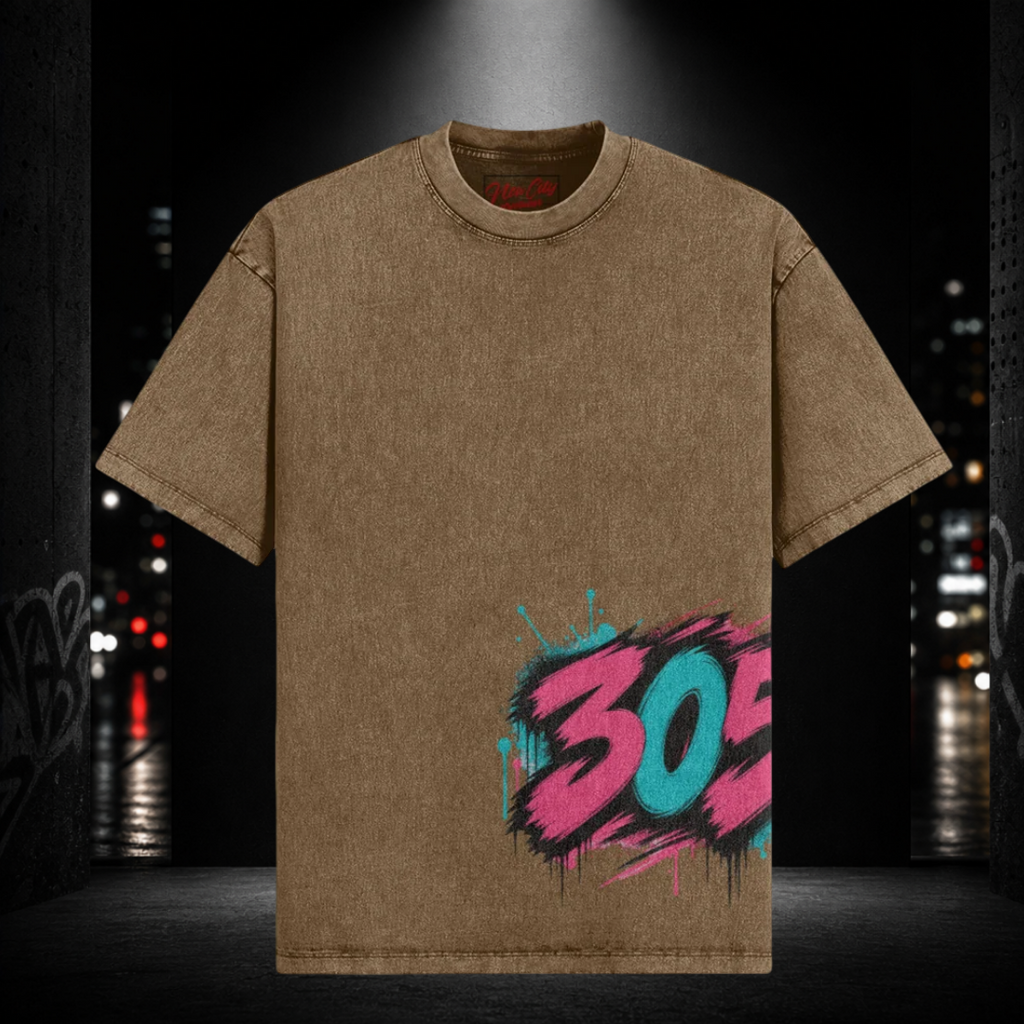 Oversized Snow Washed Tee — Liberty City 305