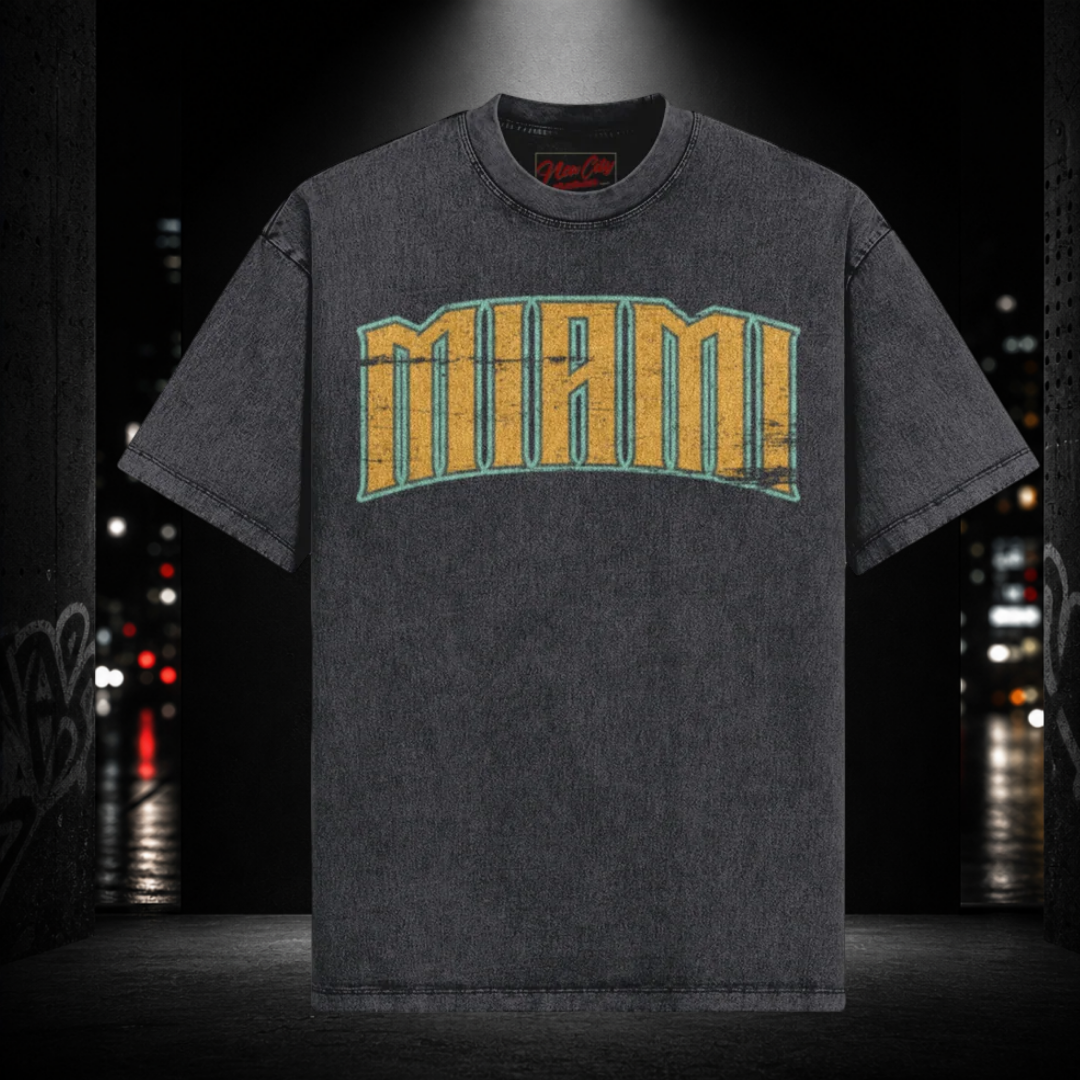 Oversized Snow Washed Tee — Miami 305