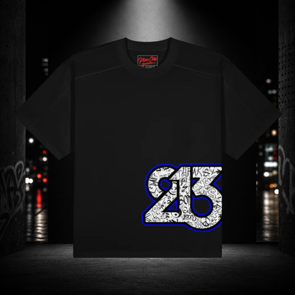 Raw Seam Paneled Los Angeles 213 Boxy Tee