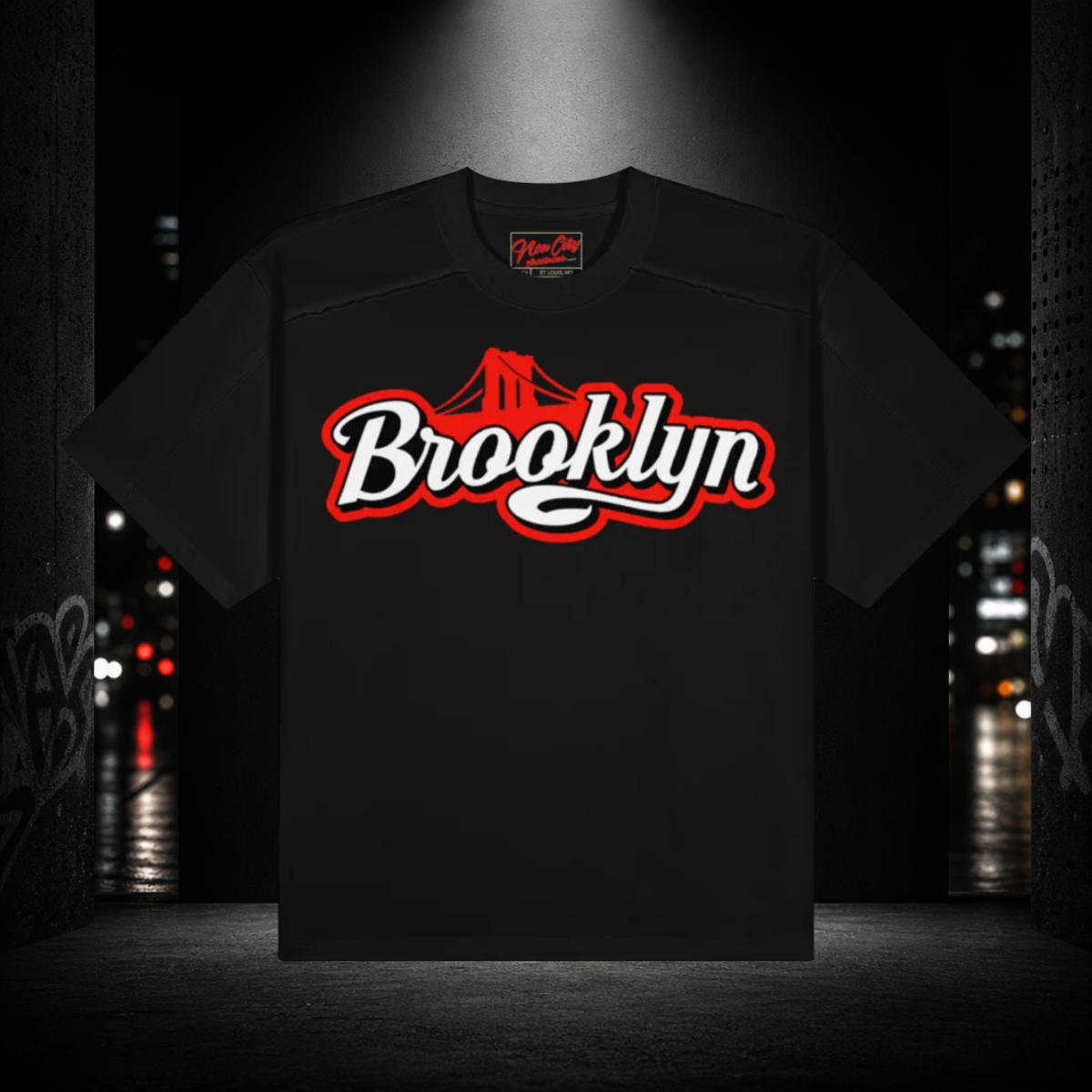 Raw Seam Paneled Brooklyn 718 Boxy Tee