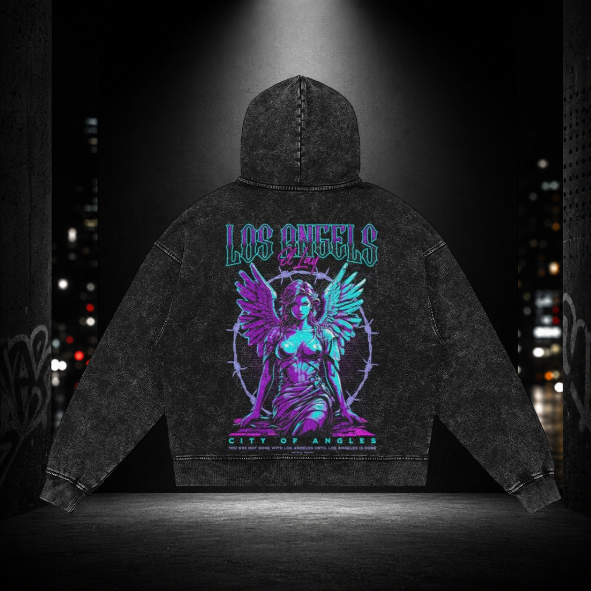 Snow Washed Zip‑Up Hoodie — Los Angeles 213