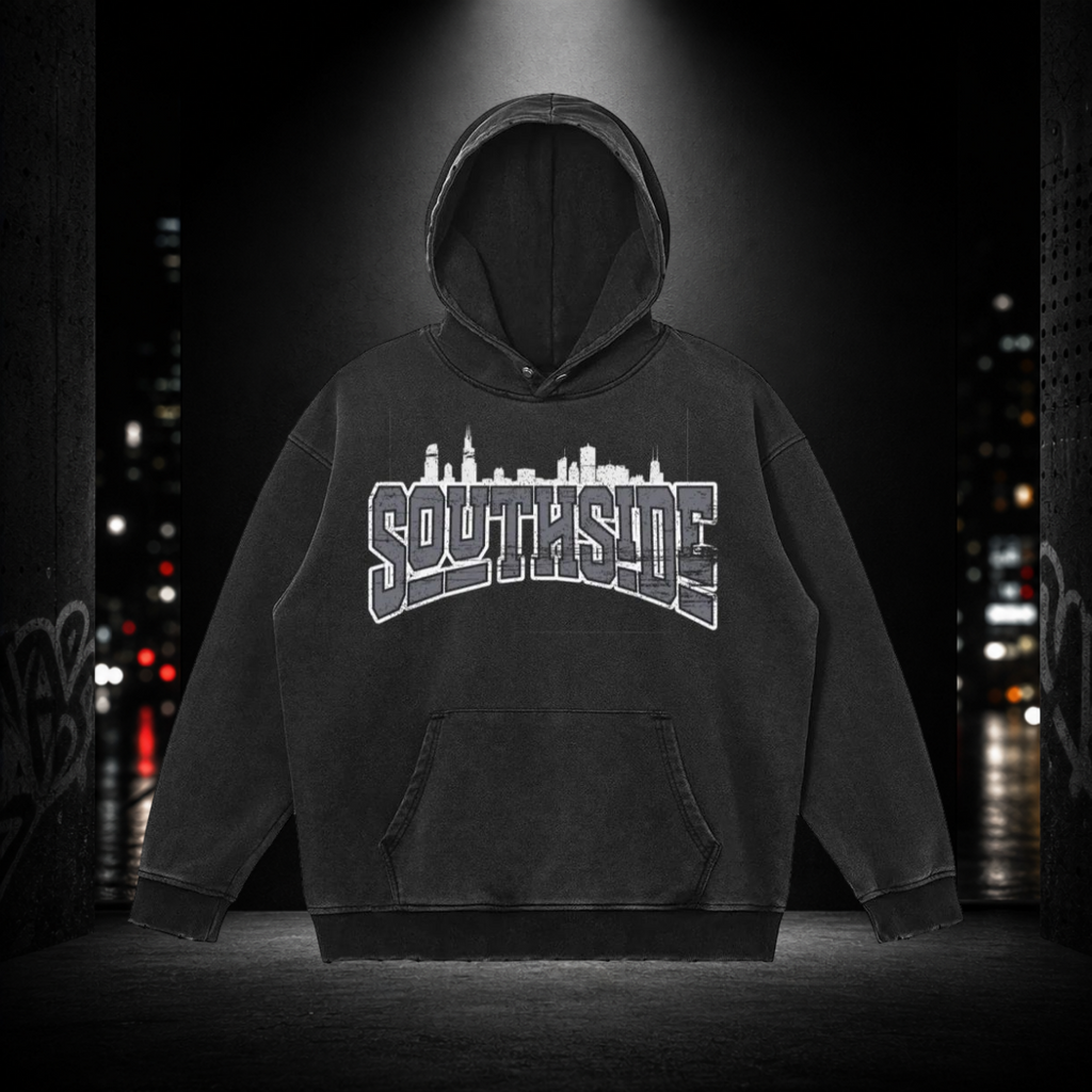 Snow Washed Snap Collar Hoodie — South Side 312 (Unisex)