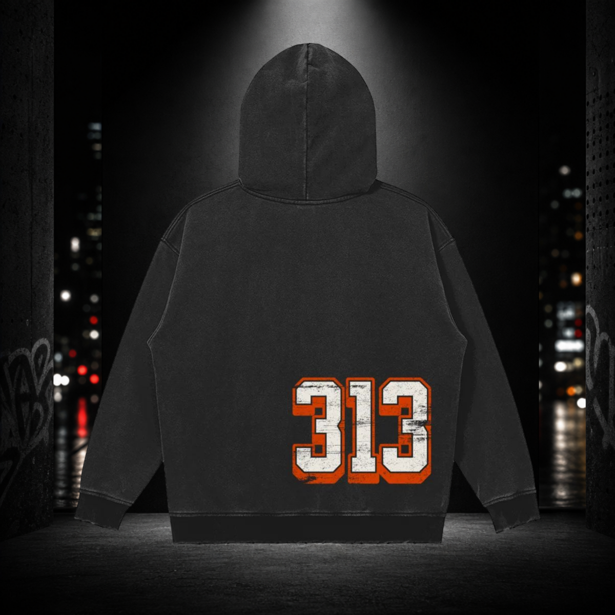 Snow‑Washed Snap‑Collar Hoodie — Corktown 313