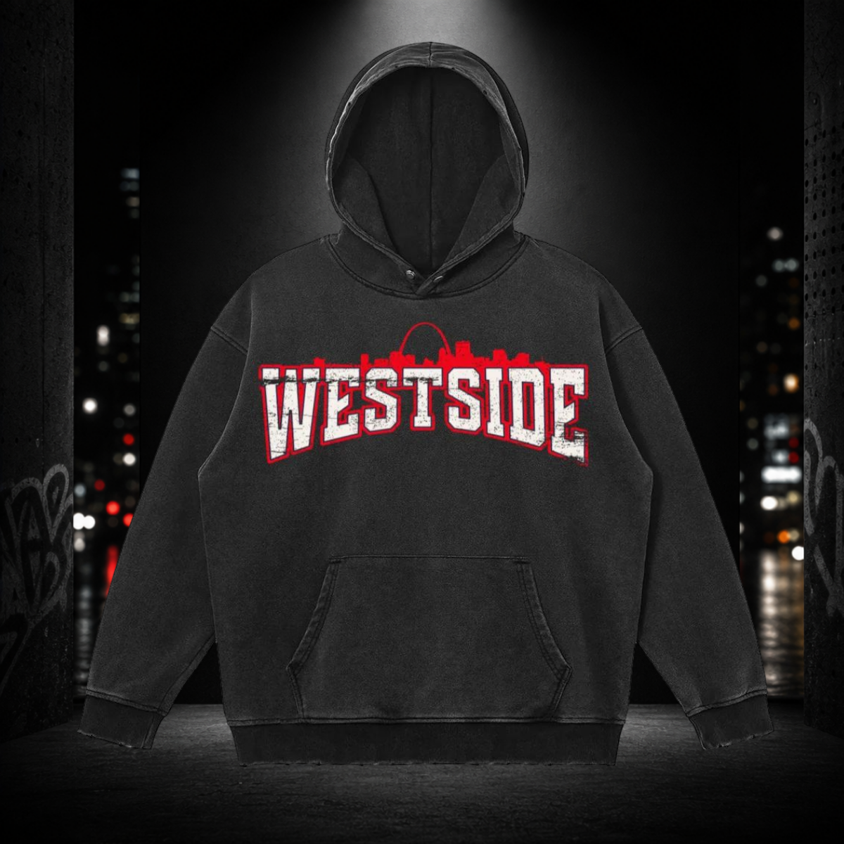 Snow‑Washed Snap‑Collar Hoodie – Westside 314
