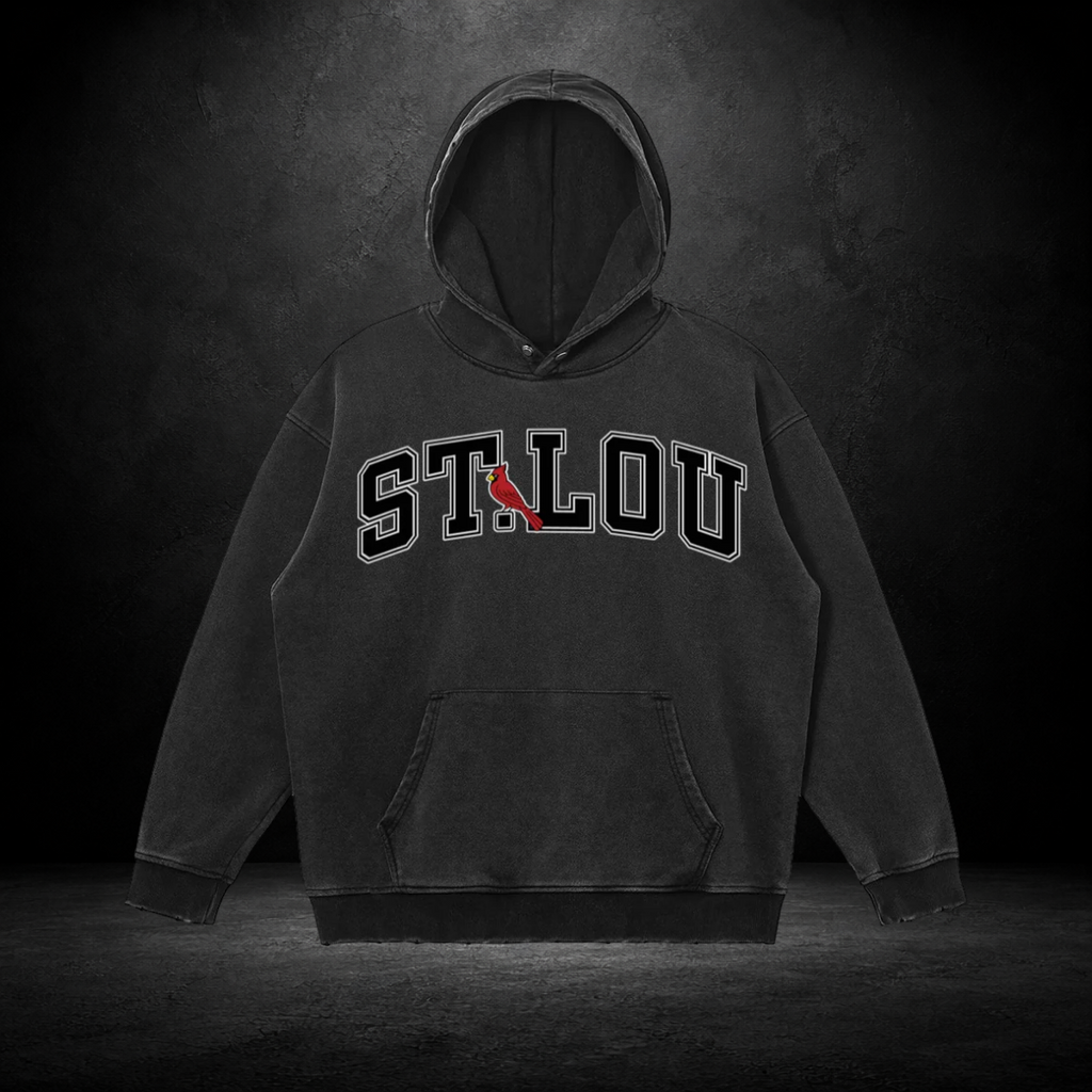 Snow‑Washed Snap Collar Hoodie — St. Lou 314
