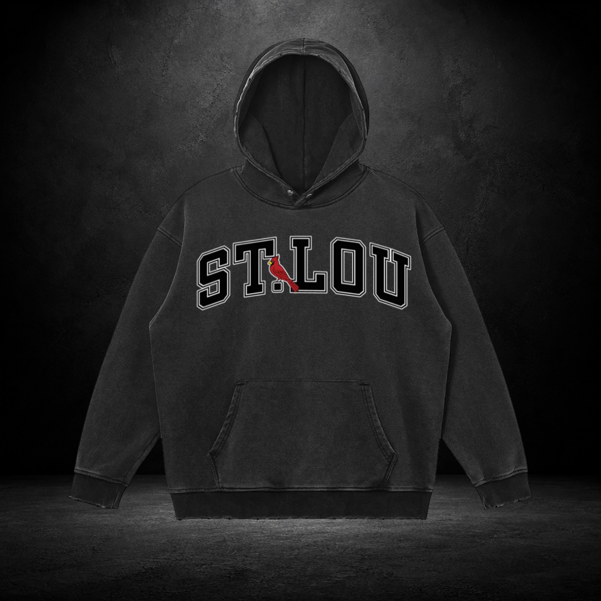 Snow‑Washed Snap Collar Hoodie — St. Lou 314