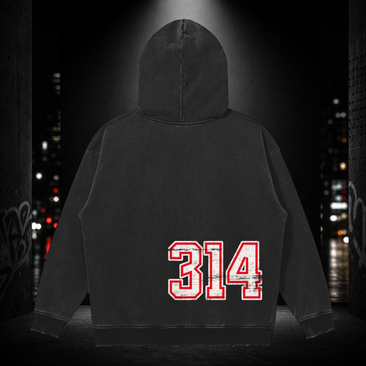 Snow‑Washed Snap‑Collar Hoodie – Westside 314