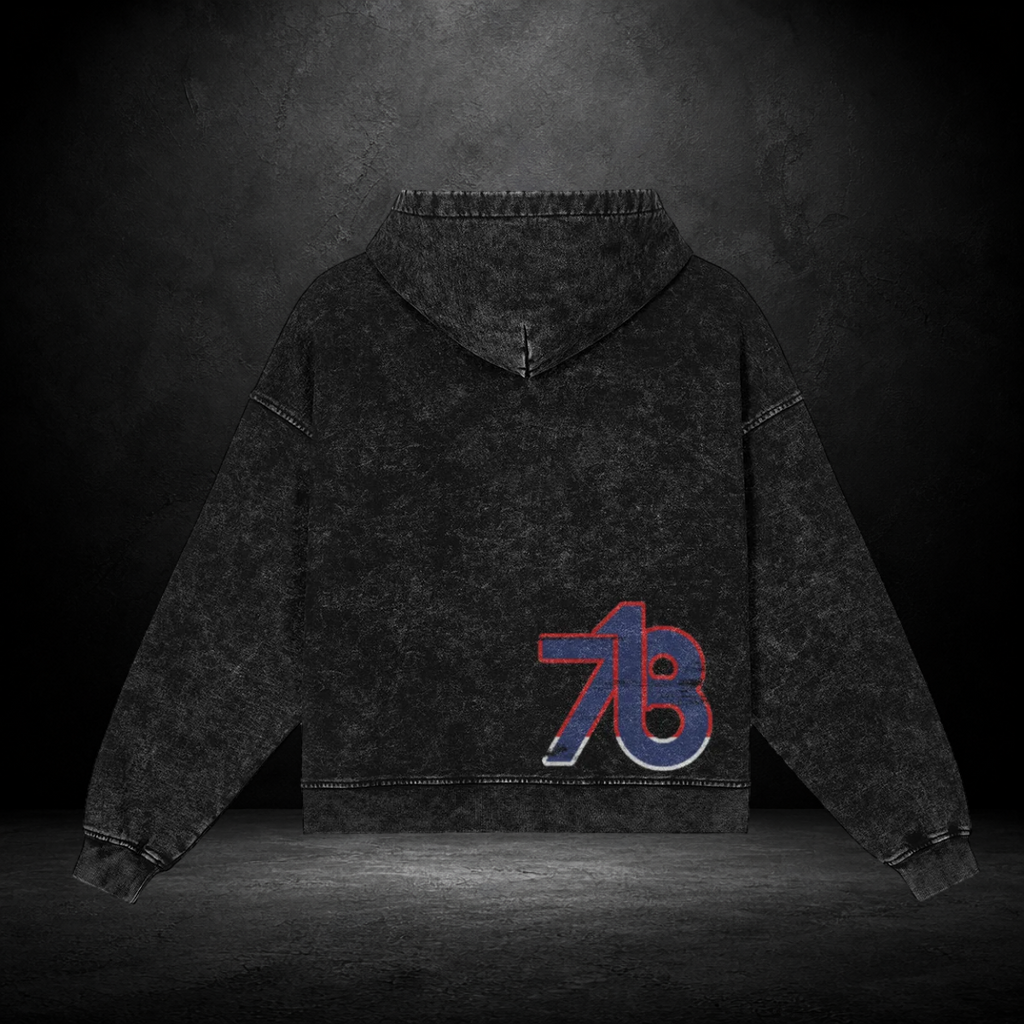Snow‑Washed Zip Front Hoodie — Bronx 718