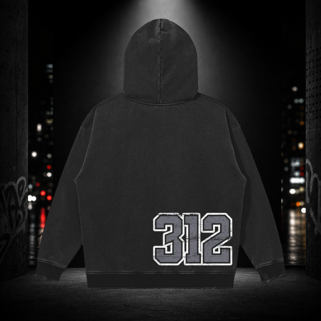 Snow Washed Snap Collar Hoodie — South Side 312 (Unisex)