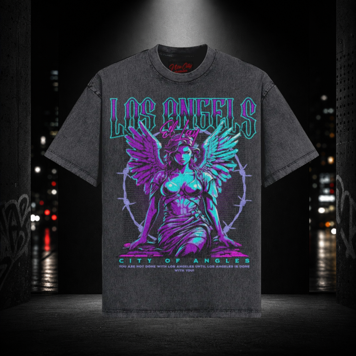 LA “City of Angels” Snow‑Washed Tee