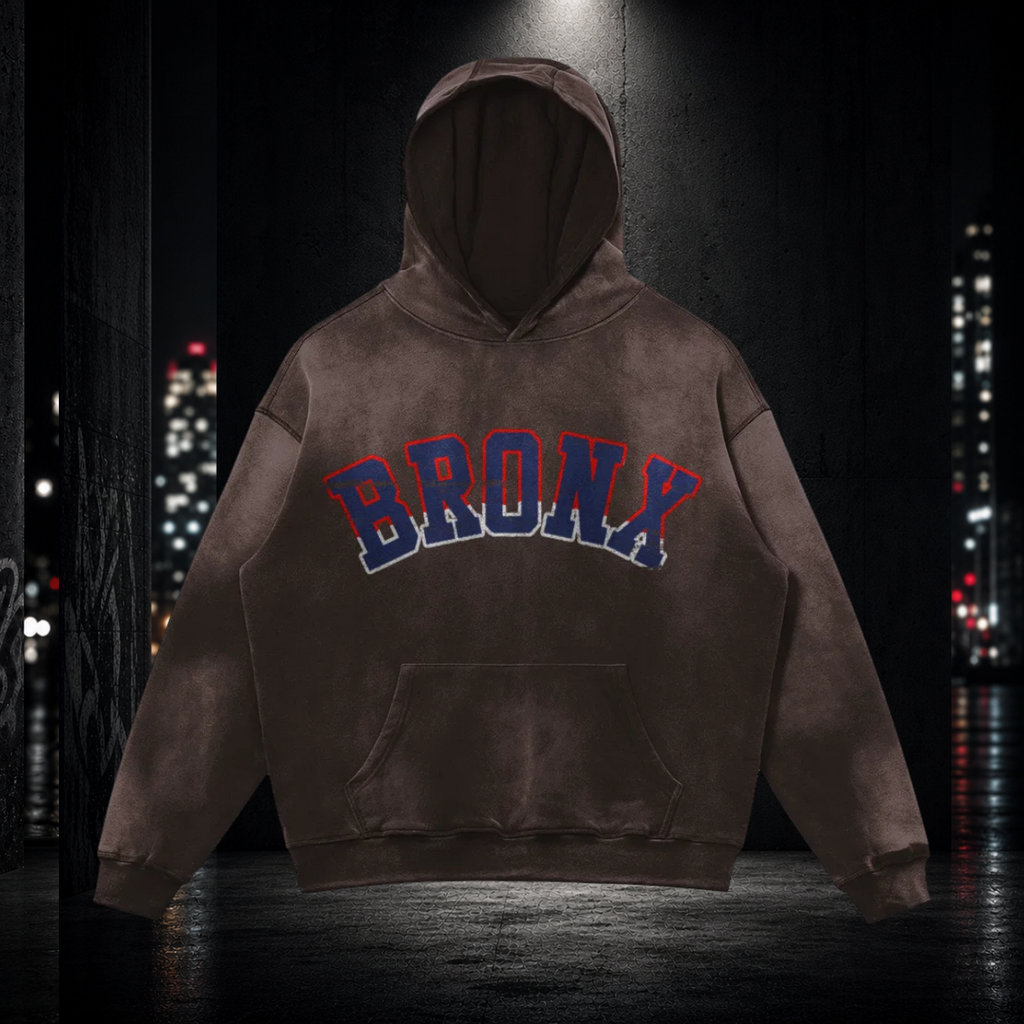 Heavyweight Sun‑Faded Hoodie — Bronx 718