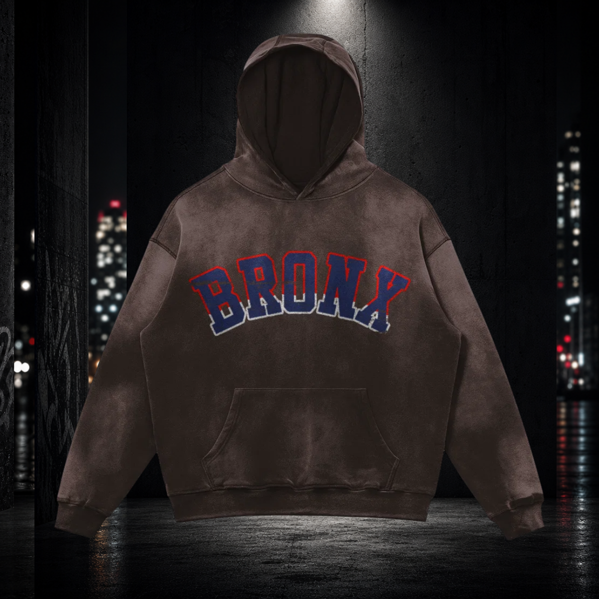 Heavyweight Sun‑Faded Hoodie — Bronx 718