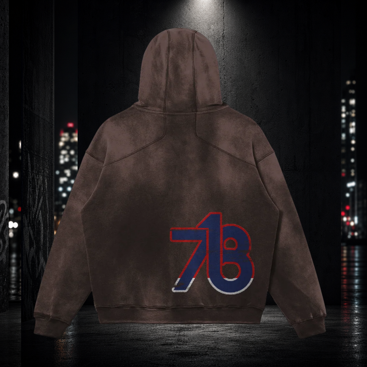 Heavyweight Sun‑Faded Hoodie — Bronx 718