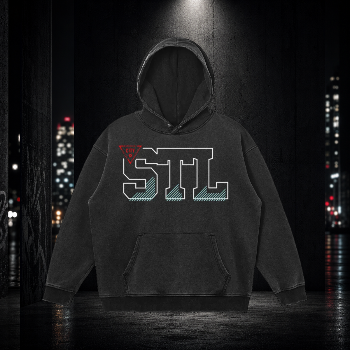 Snow‑Washed Snap Collar Hoodie — St. Louis