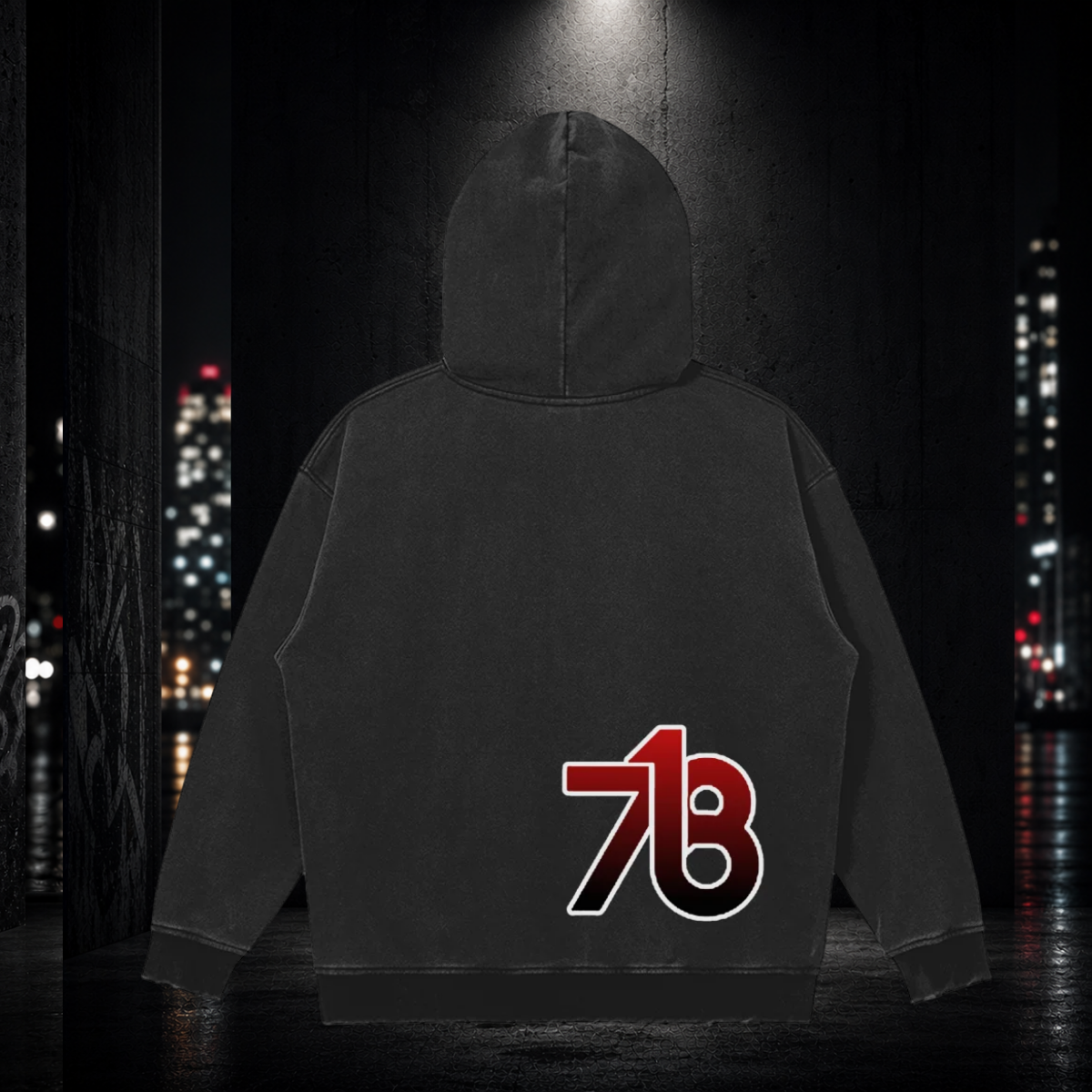 Snow‑Washed Snap Collar Hoodie — Brooklyn 718