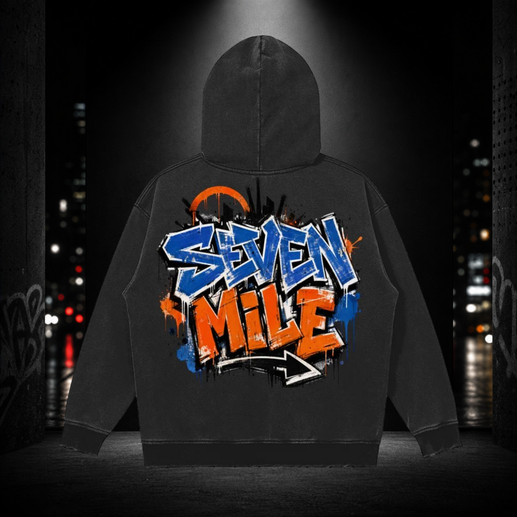Snow Washed Snap Collar Hoodie — Seven-Mile 313 Graphic (Unisex)