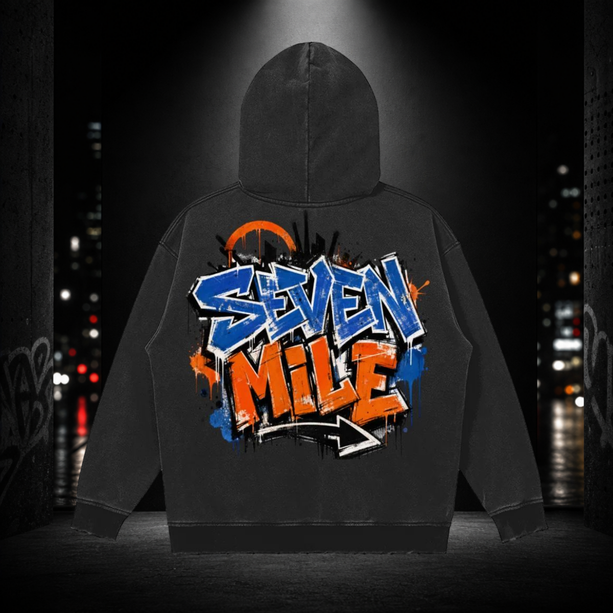 Snow Washed Snap Collar Hoodie — Seven-Mile 313 Graphic (Unisex)