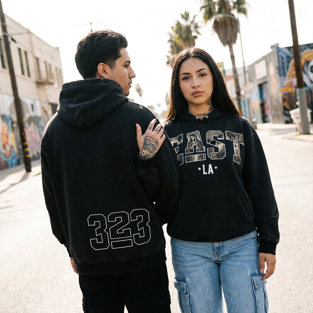 Snow Washed Snap Collar Hoodie – East LA 323